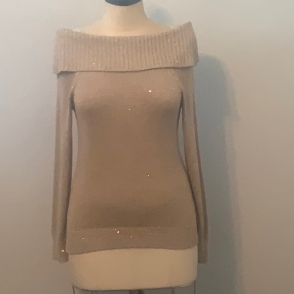 Michael Michael Kors gold sequin sweater. Off the shoulder cowl - Picture 1 of 10